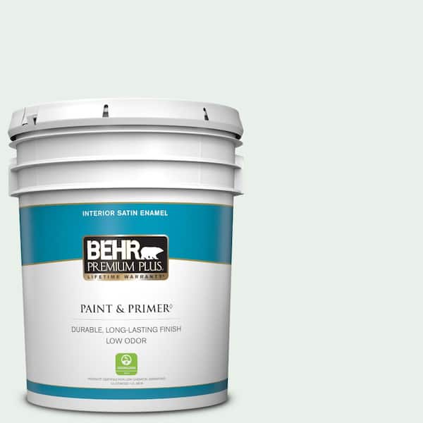 BEHR PREMIUM PLUS 5 gal. #PPL-36 Cool Reflection Satin Enamel Low Odor Interior Paint & Primer