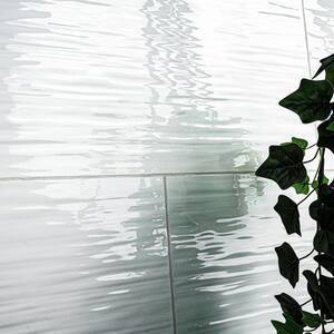 Dymo Stripe White 12 in. x 24 in. Glossy Ceramic Wall Tile (960 sq. ft./Pallet)