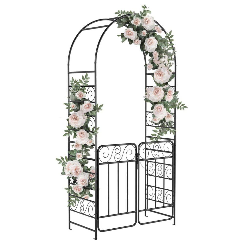 86.6 in. Garden Arch Arbor with Gate, Heavy-Duty Metal Trellis price history on PriceWatchPro