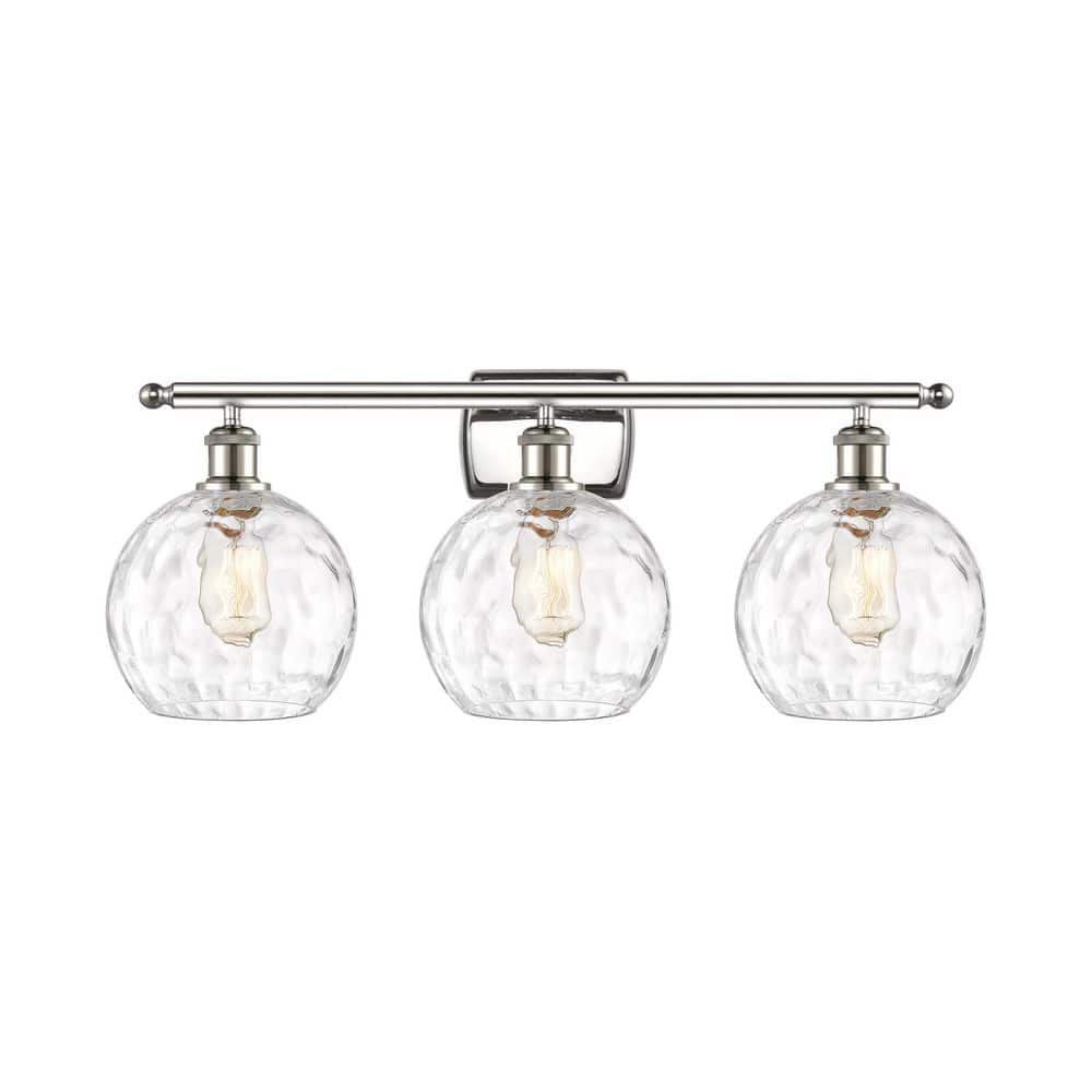Athens Water Glass 26 in. 3-Light Polished Nickel Vanity Light with Glass Shade price history on PriceWatchPro