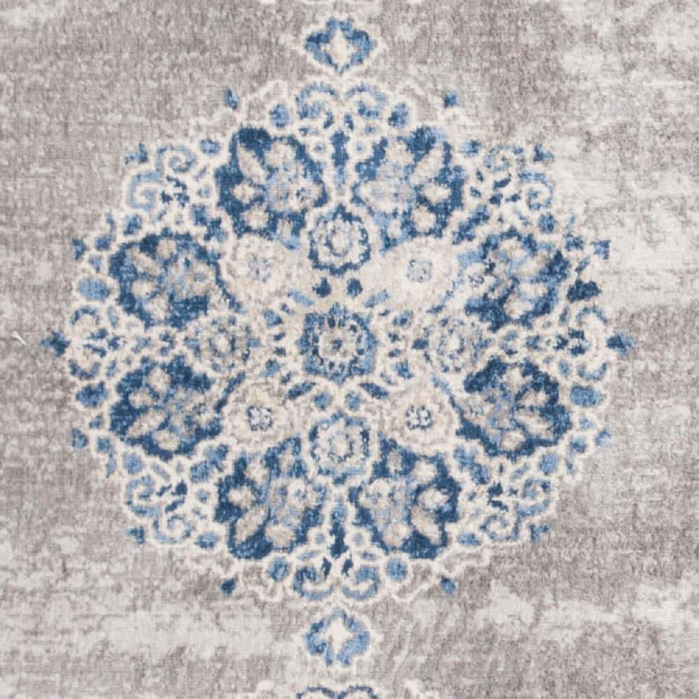 Handmade Round Gray Synthetic Easy Care Rug