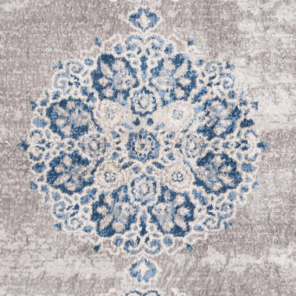 Elegance Light Grey/Blue Hand-Knotted 2'x8' Synthetic Area Rug
