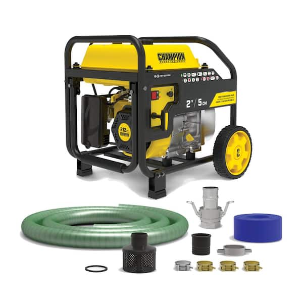 Champion Power Equipment 2 in. Gas-Powered Semi-Trash Water Transfer Pump with Hose and Wheel Kit