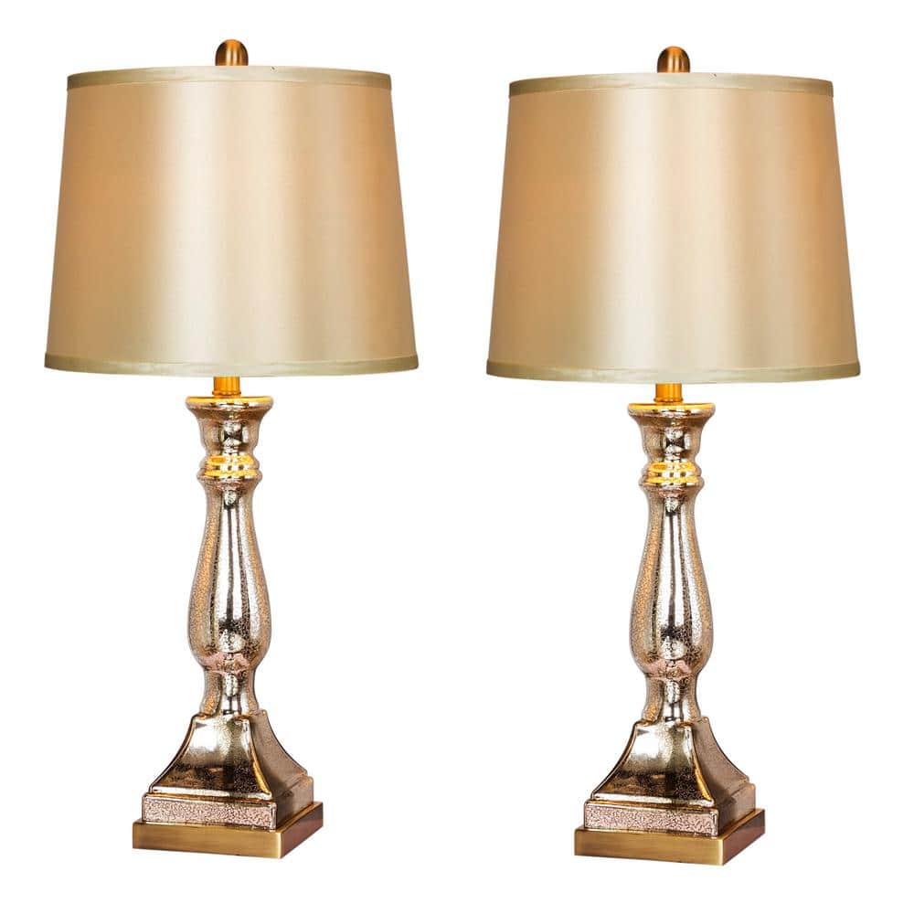 Antique Brass Candlestick Table Lamps, Fangio Lighting Moroccan Weave Metal Table Lamps
