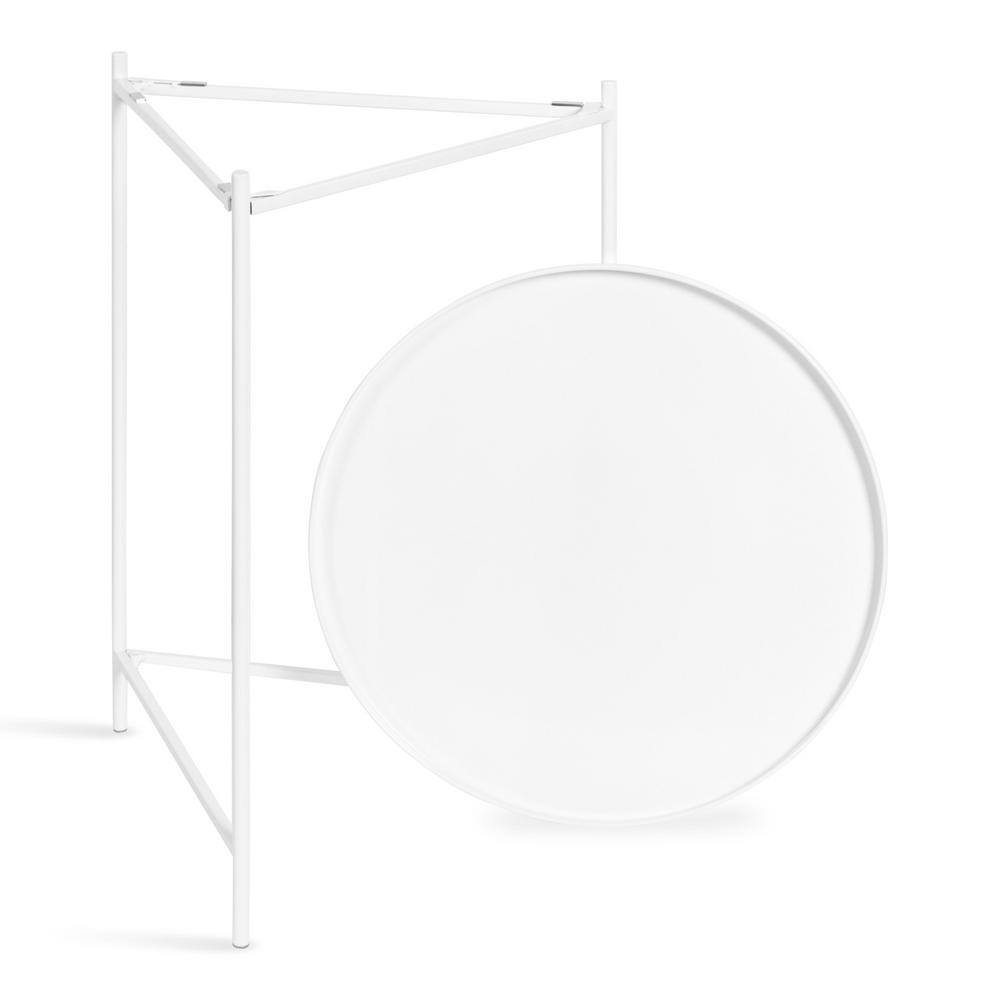 Modern Geometric White Round Metal Nesting Tables Set