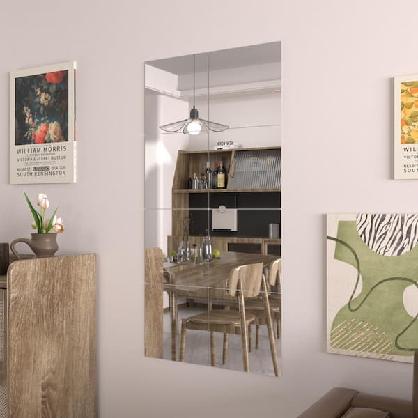 Large 8-Piece 12 in. W x 12 in. H Modern Square Wall-Mounted Framless Mirror Gym Mirror Tiles