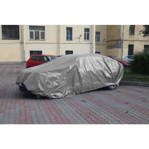 BOEN 8 ft. x 10 ft. Heavy-Duty Commercial Silver/Black Tarp