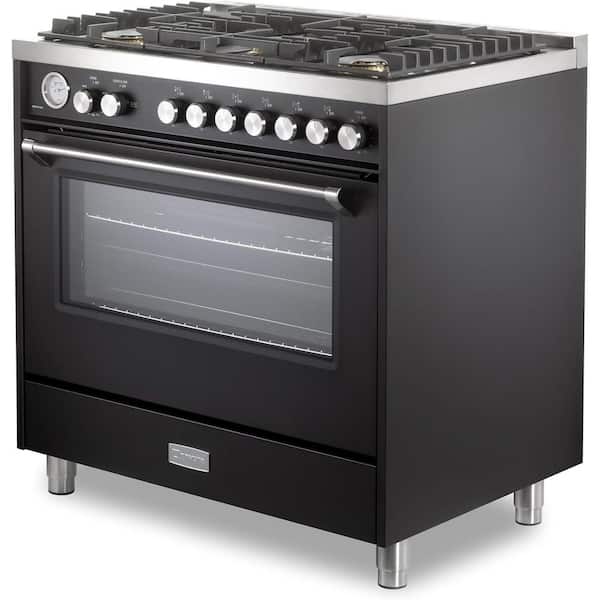 Ultima Collection Series 36 in. Freestanding Single Oven Gas Range in Matte Black