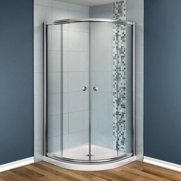 MAAX Talen 40 in. x 40 in. x 73 in. Neo-Round Shower Kit in Chrome with Clear Glass, Base in White