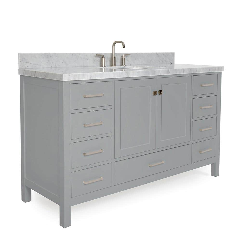 Cambridge 61" Grey Single Basin Vanity with Marble Top