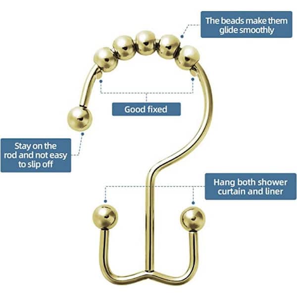 Dyiom Plastic Shower Curtain Hooks O-shaped Rings Glide Easily on Bathroom Shower Rod, Shower Curtain Rings/Hook in Bronze