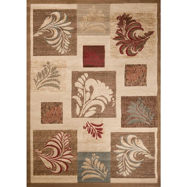 Concord Global Trading Soho Leafs Ivory 5 ft. x 7 ft. Area Rug