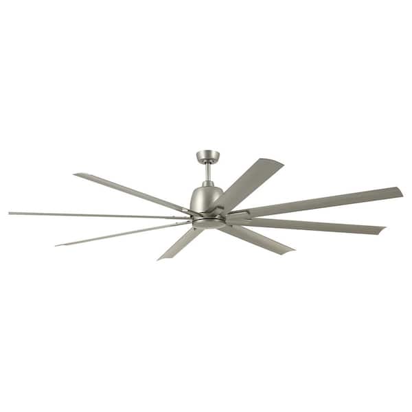 KICHLER Breda 84 in. Outdoor Brushed Nickel Downrod Mount Ceiling Fan with Remote Included for Patios or Porches