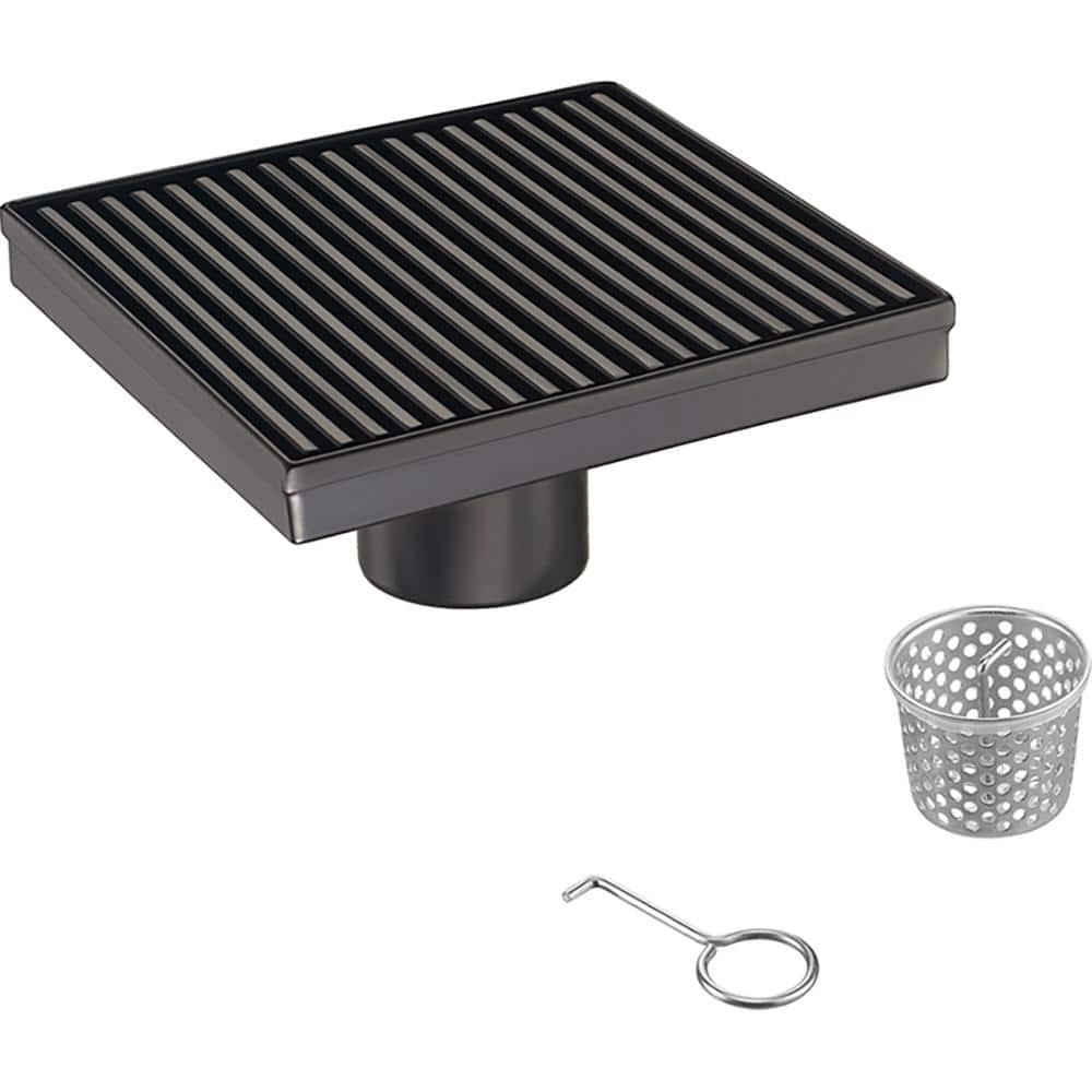 6 in. Square Stainless Steel Shower Drain with Bar Pattern, Matte Black price history on PriceWatchPro