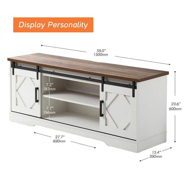 WAMPAT Modern TV Stand for up to 100 inch TV with Storage Cabinets