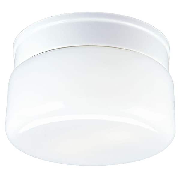 Progress Lighting 2-Light White Flush Mount with White Glass