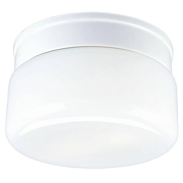 Progress Lighting 2-Light White Flush Mount with White Glass P3518-30 ...