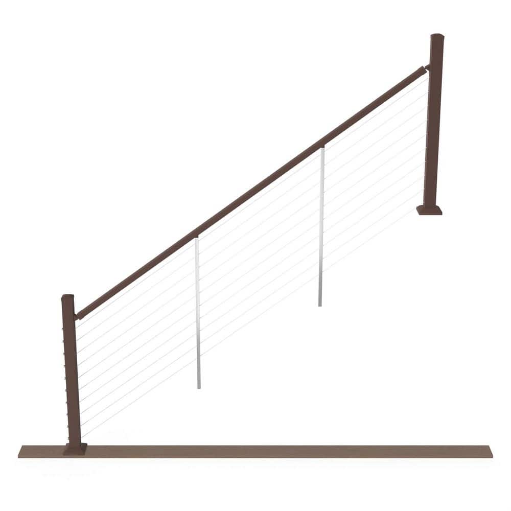 Cable Rail 8 ft. Weathered Brown Aluminum Rectangular Top Stair for Cable Railing System price history on PriceWatchPro