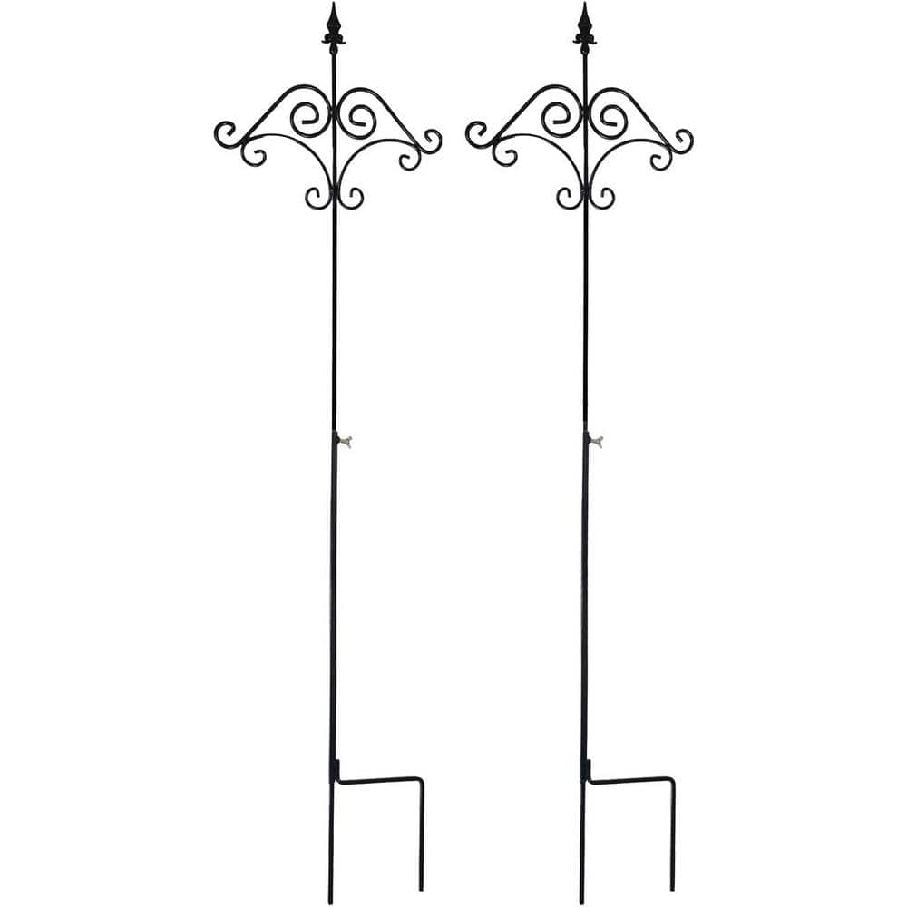 91-Inch Black Metal Floral Design Shepherd's Hook, 2 Pack