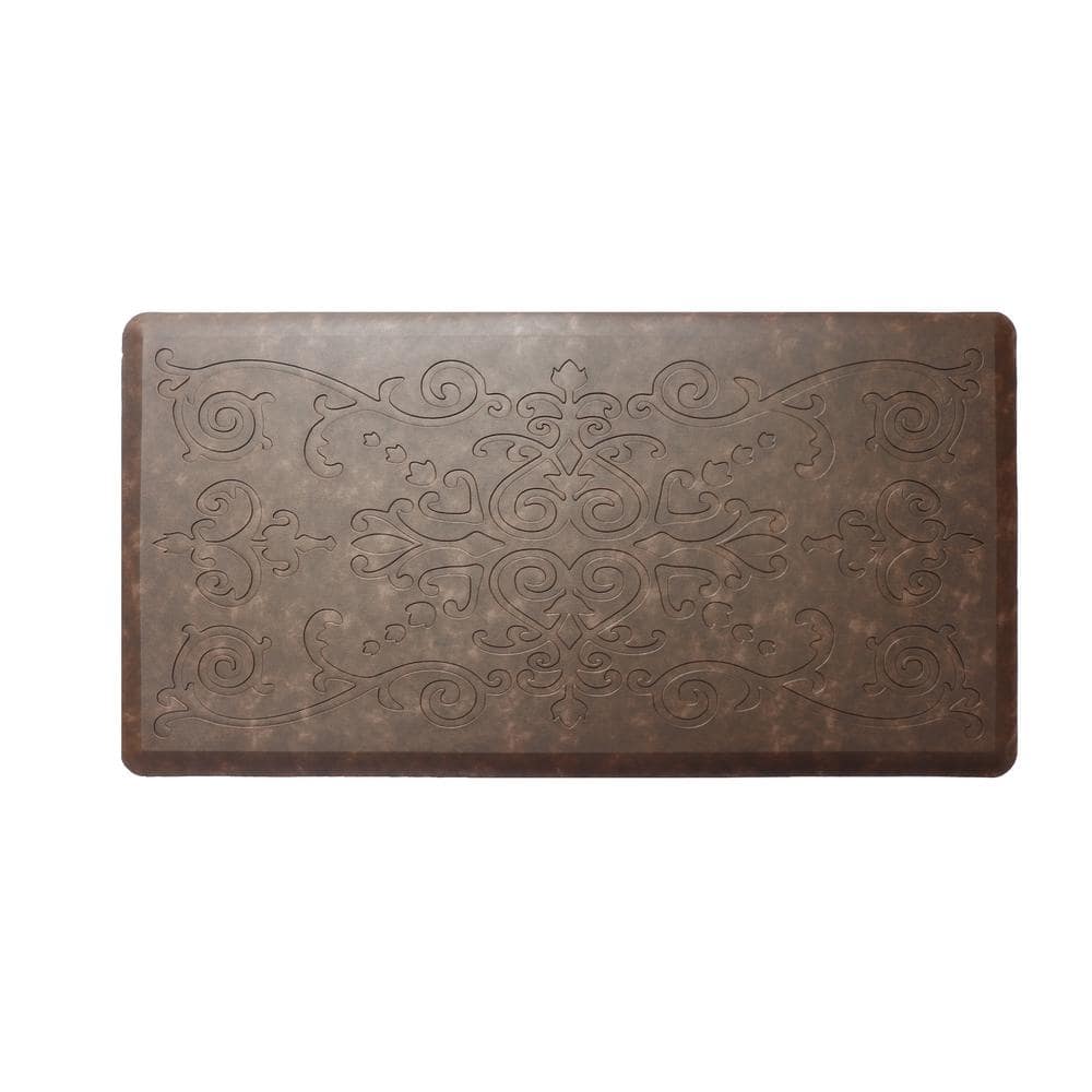 Espresso Medallion Embossed Anti-Fatigue Cushioned Kitchen Mat