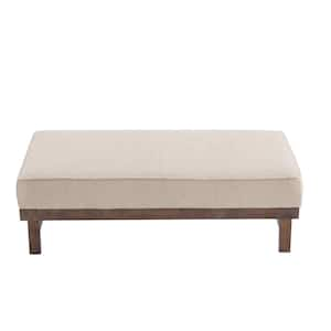 Clare Modern Boucle Cocktail Ottoman with Wood Frame, Light Brown and Walnut