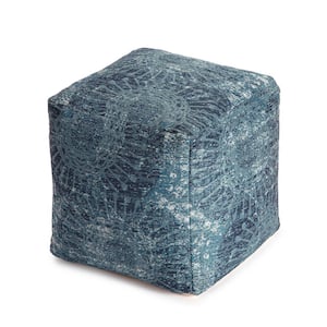Les Cavaliers 20 in. x 20 in. x 20 in. Blue and Green Pouf