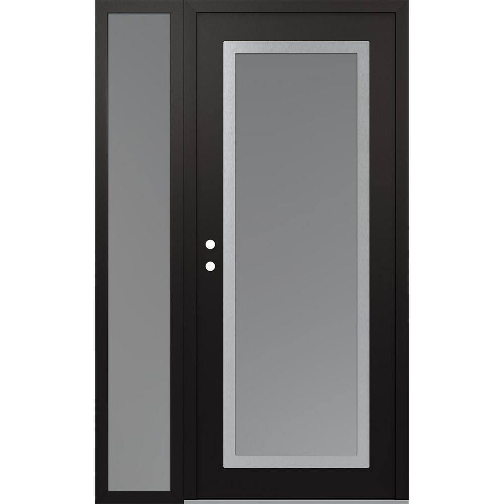 C1 52 in. x 80 in. Silver P Right-Hand/Inswing Frosted Glass Black/White Sidelite Steel Prehung Front Door price history on PriceWatchPro