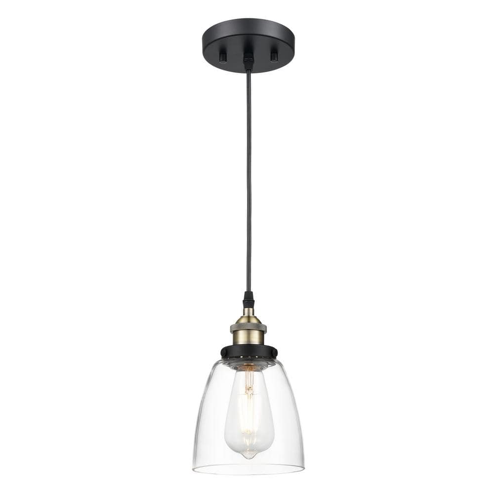 Light Society Camberly 1-Light Matte Black/Bronze/Clear Pendant with ...