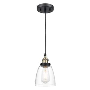 Camberly 1-Light Matte Black/Bronze/Clear Pendant with Glass Shade