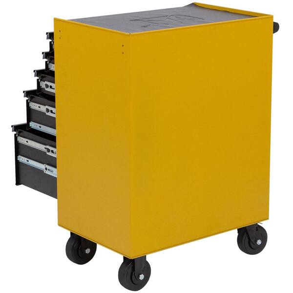 Heavy-Duty 26 in. 5-Drawer Yellow 16-Gauge Steel Rolling Tool Cabinet with Keyed Locking System Heavy-Duty 26 in. 5-Drawer Yellow 16-Gauge Steel Rolling Tool Cabinet with Keyed Locking System