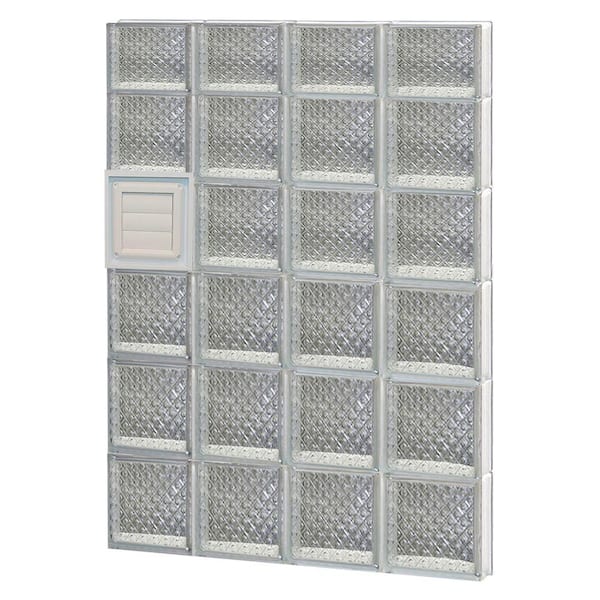 Clearly Secure 31 in. x 44.5 in. x 3.125 in. Frameless Diamond Pattern Glass Block Window with Dryer Vent