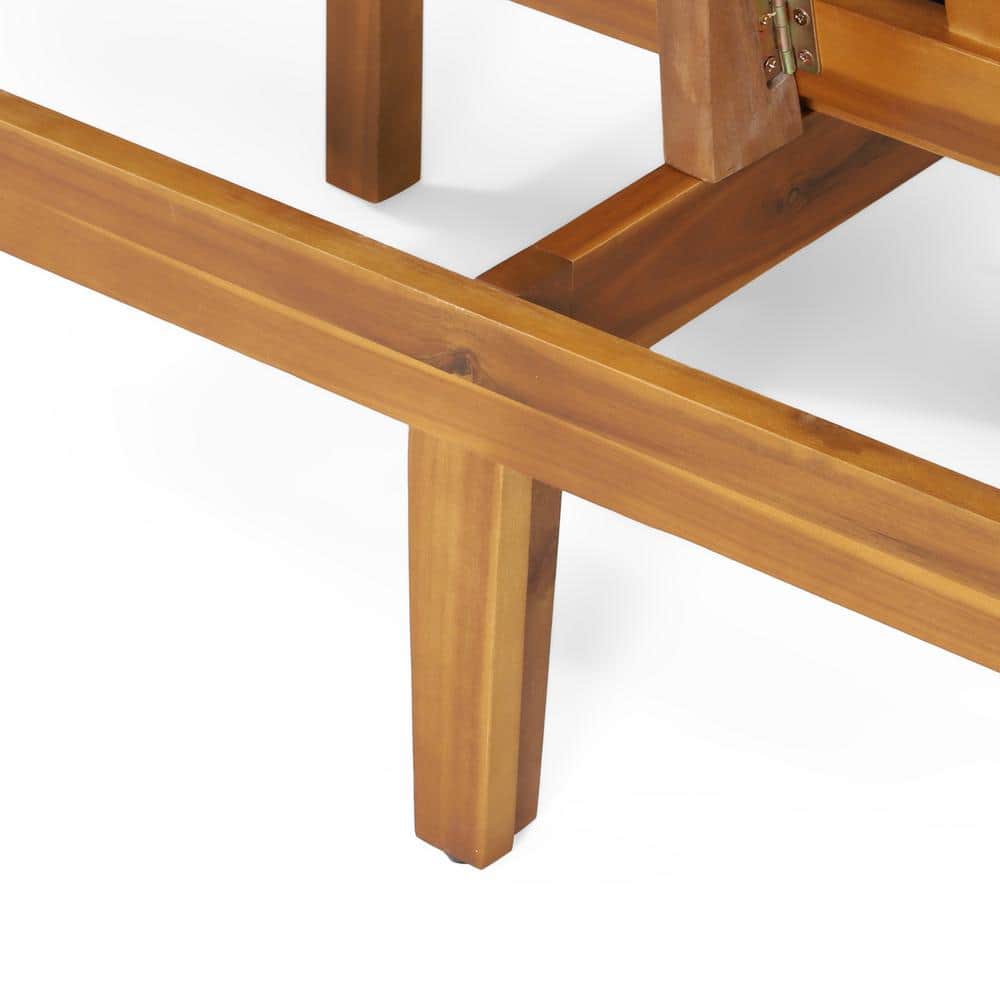 Teak and Beige Convertible Outdoor Daybed with Water-Resistant Cushions