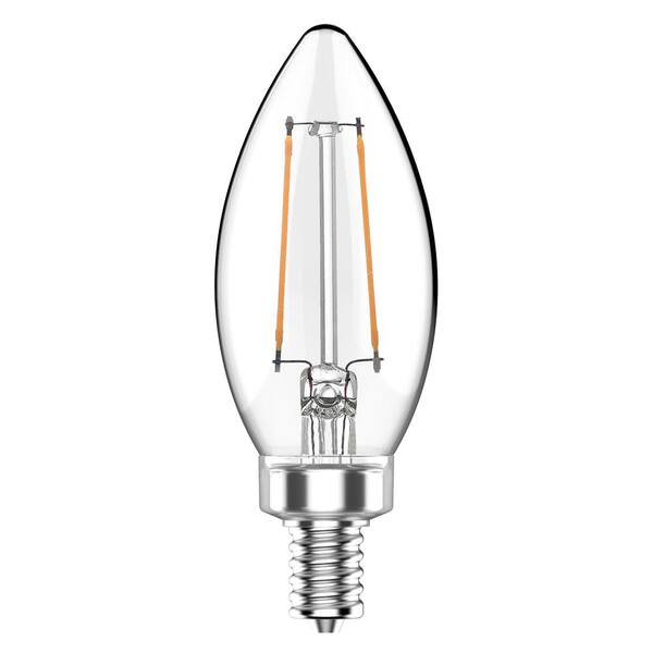 Asencia FG-03677 40 Watt Equivalent B11 All Glass Vintage Filament Dimmable LED Light Bulb E12 Candelabra Base 6-Pack, Soft White 