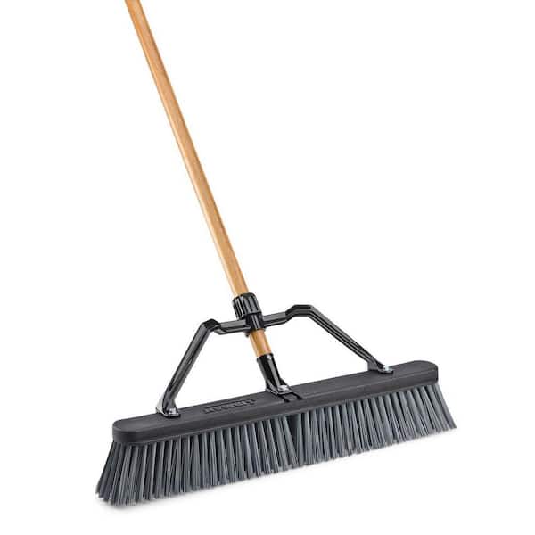 Libman 24 in. Rough Surface Industrial Grade Push Broom with Wood Handle and Brace