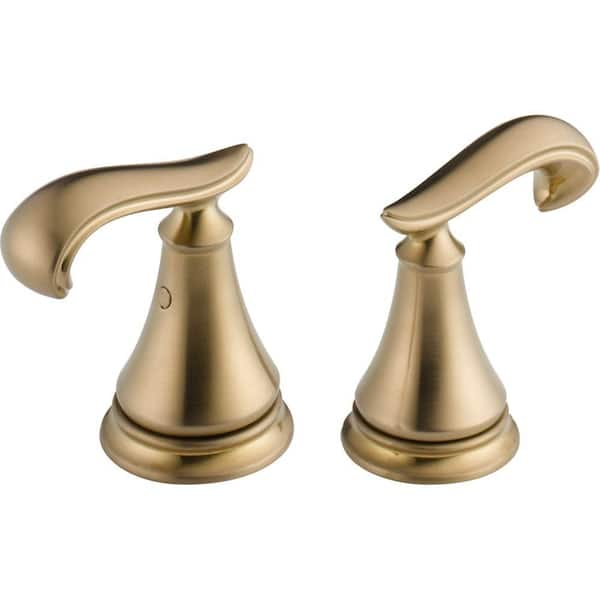 Delta Pair of Cassidy French Curve Metal Lever Handles for Bathroom Faucet in Champagne Bronze