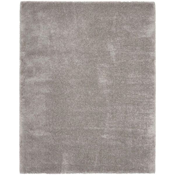 Nourison Luxurious Shag Silver 8 ft. x 10 ft. Plush Glam Contemporary Shag Area Rug