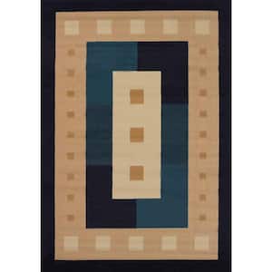 Manhattan Time Square Navy 3 ft. 11 in. x 5 ft. 3 in. Area Rug