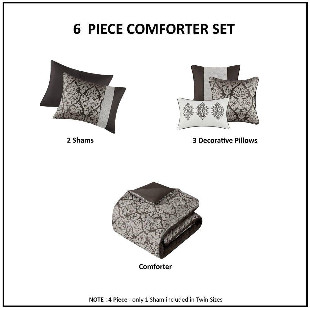 Full Black Jacquard Microfiber Comforter Set with Pillows