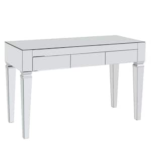 Darien 47 in. Rectangular Silver Mirrored 3 Drawer Computer Desk