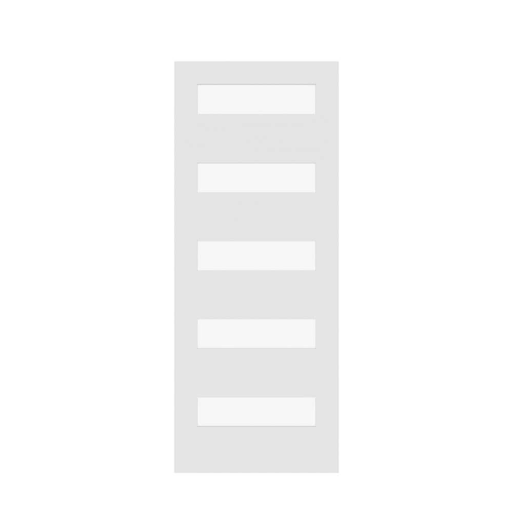 30'' x 80'' White Primed 5 Lite Satin Etched Glass Interior Door