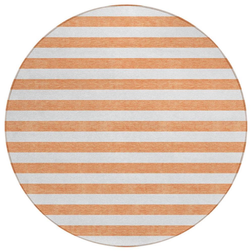 Orange 8 ft. Round Woven Striped Polyester Round Indoor/Outdoor Area Rug price history on PriceWatchPro