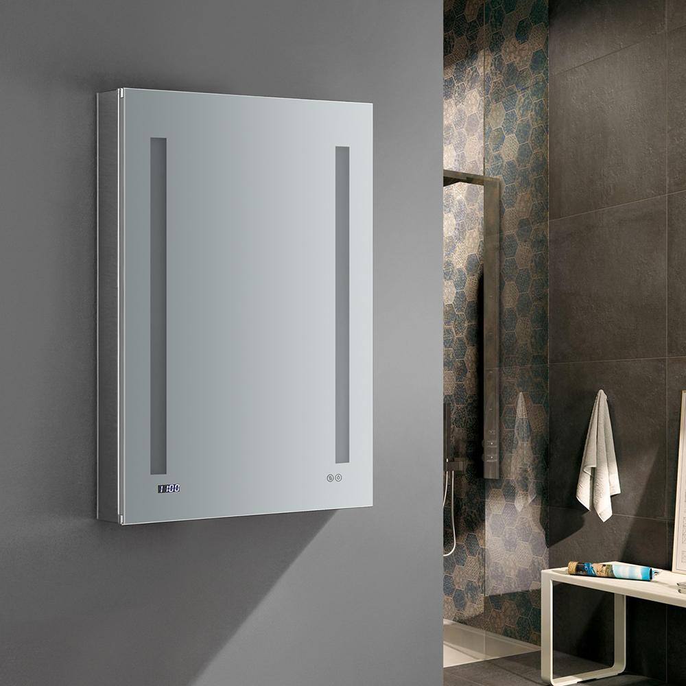 Elegant 24x36 Frameless LED Mirrored Medicine Cabinet with Digital Clock