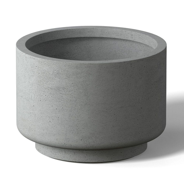 10 in. Small Natural Gray(Enhanced Core) Concrete Round Planter / Pot with Drainage Holes