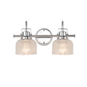 Zerynthia 17 in. 2-Light Chrome Sconce with Clear Glass Shades