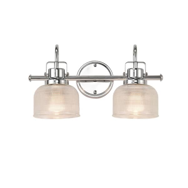 GREENVILLE SIGNATURE Zerynthia 17 in. 2-Light Chrome Sconce with Clear Glass Shades