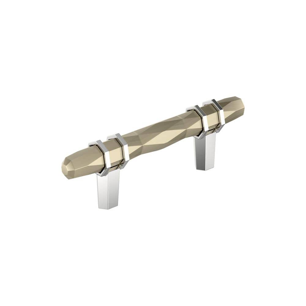 London 3 in. (76mm) Center-to-Center Modern Golden Champagne/Polished Chrome Bar Cabinet Pull price history on PriceWatchPro