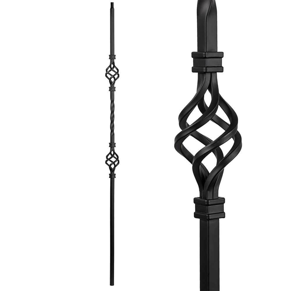 S07 Wrought Iron Balusters 44 x 0.5 in. Satin Black Decorative Metal Spindles for Decks Spiral Stair Railing Set of 10 price history on PriceWatchPro