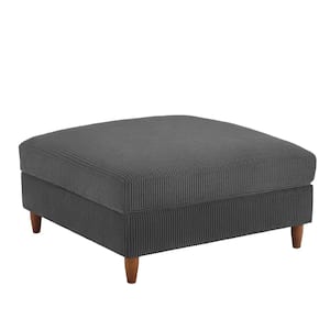 Uixe 40.9 in. Orange Corduroy Fabric Square Ottoman with