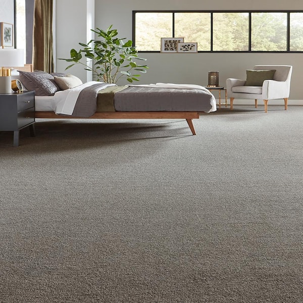 Tailored Trends II Subtle Gray 47 oz. Polyester Textured Installed Carpet