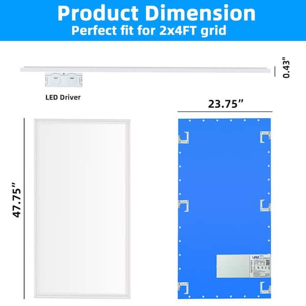 WYZM 2 ft. x 4 ft. 7800 Lumens Integrated LED Panel Light, 5000K